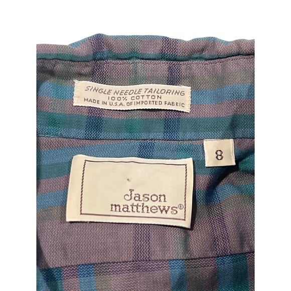 Jason Matthews Vintage Purple and Blue Plaid Button Shirt Women's Size 8 Indie - Picture 5 of 9